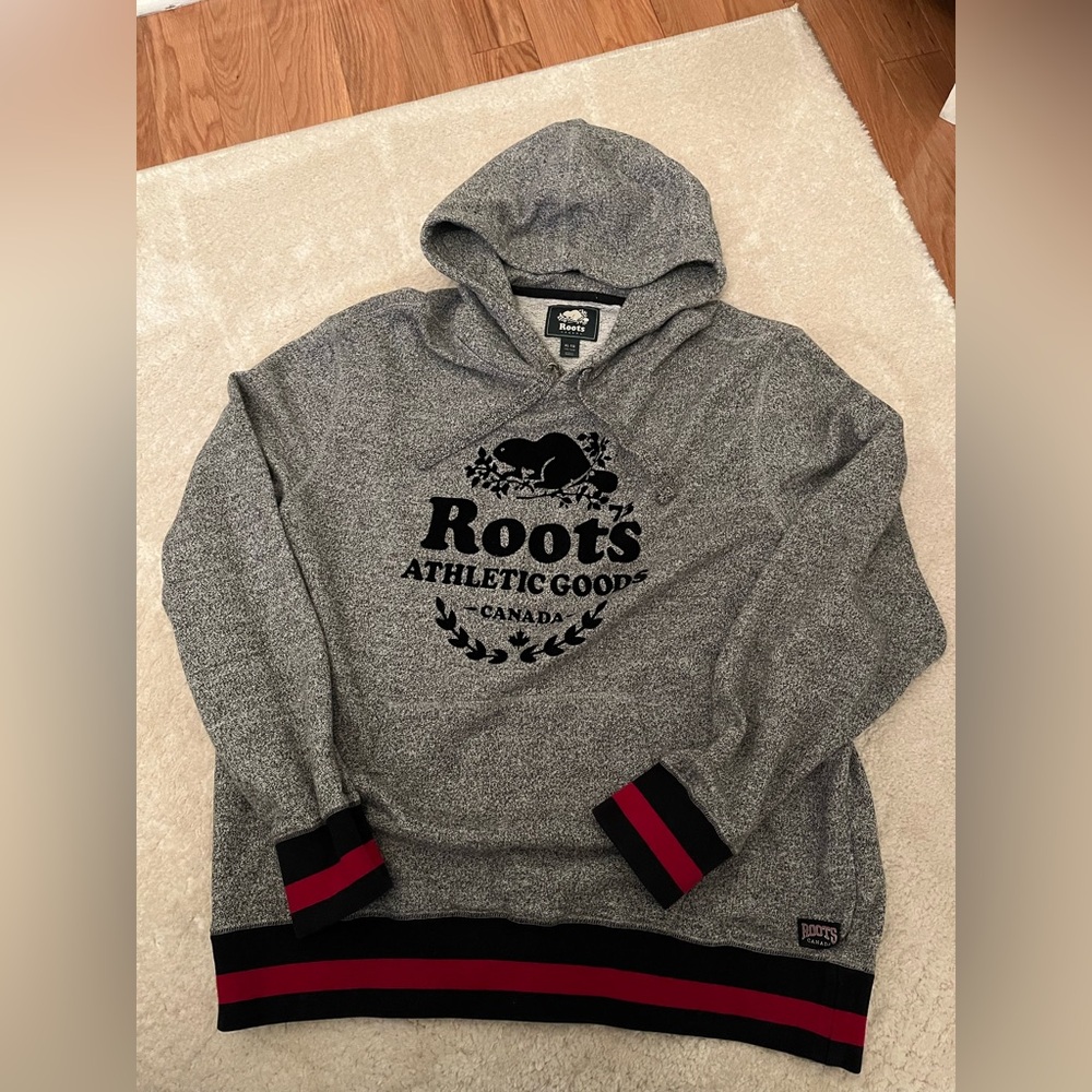 Roots Heather Gray Hoodie with Black Accents